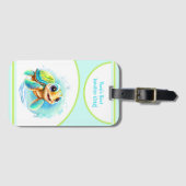 かわいい亀の夏休みパーソナライズされた少年 ラゲッジタグ (正面横)