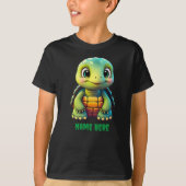 かわいい亀の子の亀の動物の漫画 Tシャツ (正面)