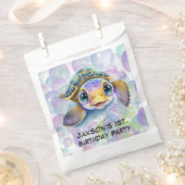 かわいい亀の泡1st.誕生日パーティー フェイバーバッグ (クリップ留めされた状態)