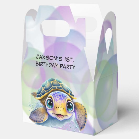 かわいい亀の泡1st.誕生日パーティー フェイバーボックス (オープン)