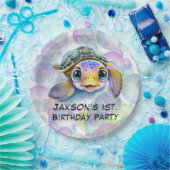 かわいい亀の泡1st.誕生日パーティー ペーパープレート (パーティー)