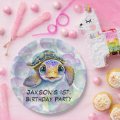 かわいい亀の泡1st.誕生日パーティー ペーパープレート (パーティー)