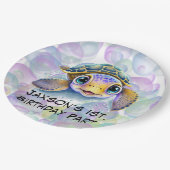 かわいい亀の泡1st.誕生日パーティー ペーパープレート (アングル)