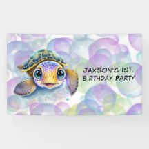 かわいい亀の泡1st.誕生日パーティー