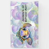 かわいい亀の泡1st.誕生日パーティー 横断幕 (縦)