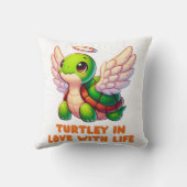 かわいい亀の漫画の天使の翼ハロー クッション (裏面)
