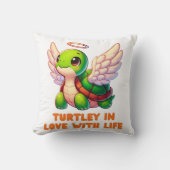 かわいい亀の漫画の天使の翼ハロー クッション (正面)