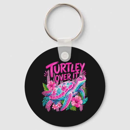 かわいい亀の花のカワイイ男性向けTurtle Funny キーホルダー (正面)