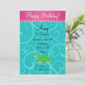 かわいい亀の誕生日の招待 招待状 (スタンド正面)