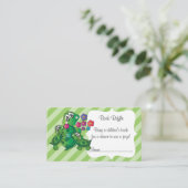 かわいい亀の赤ちゃんシャワーテーマブックラッフル エンクロージャーカード (スタンド正面)