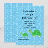 かわいい亀の赤ちゃんシャワー 招待状 (正面/裏面)