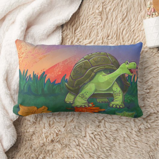 かわいい亀の頭と尾 ランバークッション (ブランケット)