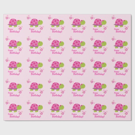 かわいい亀パーソナライズされたの少女用包み ラッピングペーパー (フラット)