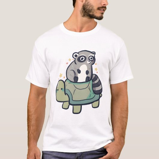 かわいい亀�が喜ぶ、かわいい動物アート Tシャツ (正面)
