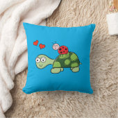かわいい亀、テントウムシ、ハートブルー装飾用クッション クッション (ブランケット)