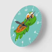 かわいい亀 ラウンド壁時計 (傾斜)