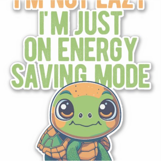 かわいい亀、怠惰な亀、エネルギーのモード救で シール (正面)