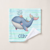 かわいい予測できな小さなクジラ ウォッシュタオル (ウォッシュタオル)