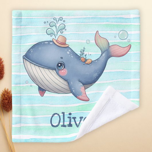 かわいい予測できな小さなクジラ ウォッシュタオル