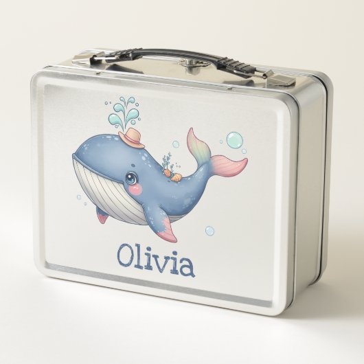 かわいい予測できな小さなクジラ メタルランチボックス (裏面)