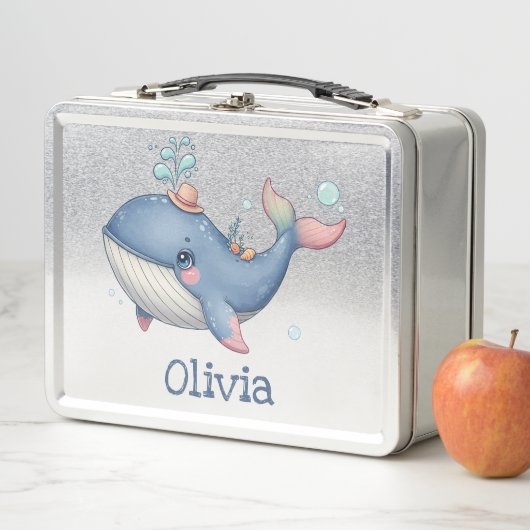かわいい予測できな小さなクジラ メタルランチボックス (インサイチュ)