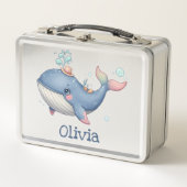 かわいい予測できな小さなクジラ メタルランチボックス (正面)