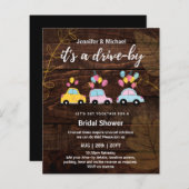 かわいい予算のドライブバイブライダルシャワー招待状 (正面/裏面)