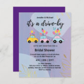 かわいい予算のドライブバイブライダルシャワー招待状 (正面/裏面)