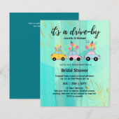 かわいい予算のドライブバイブライダルシャワー招待状 (正面/裏面)