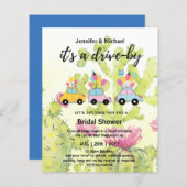 かわいい予算のドライブバイブライダルシャワー招待状 (正面/裏面)