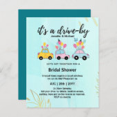 かわいい予算のドライブバイブライダルシャワー招待状 (正面/裏面)