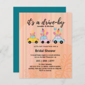 かわいい予算のドライブバイブライダルシャワー招待状 (正面/裏面)