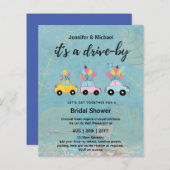 かわいい予算のドライブバイブライダルシャワー招待状 (正面/裏面)