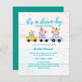 かわいい予算のドライブバイブライダルシャワー招待状 (正面/裏面)
