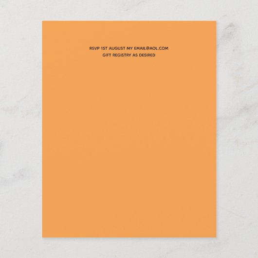 かわいい予算のドライブバイブライダルシャワー招待状 (裏面)