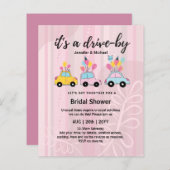 かわいい予算のドライブバイブライダルシャワー招待状 (正面/裏面)