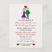 かわいい予算のリハーサルのディナーの招待 ポストカード (正面)