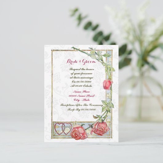 かわいい予算結婚式招待状、 インビテーションポストカード (スタンド正面)