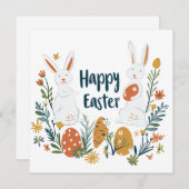 かわいい二つのブンニースイースターカード シーズンカード (正面/裏面)