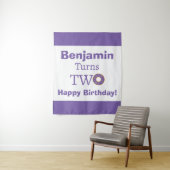 かわいい二つの誕生日ドーナツパープルホワイトパーティー タペストリー (インサイチュ)