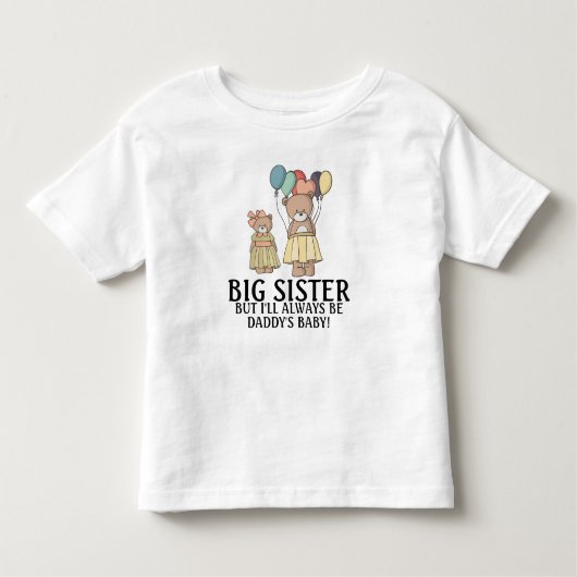 かわいい二人のテディベアーズ姉とパパのベビー トドラーTシャツ (正面)