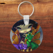 「かわいい二人のドラゴリング」キーチェーン キーホルダー (正面)