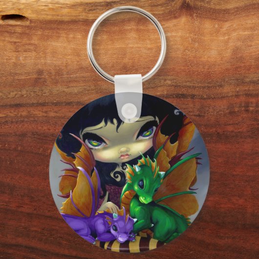 「かわいい二人のドラゴリング」キーチェーン キーホルダー (正面)