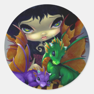 「かわいい二人のドラゴリング」ステッカー ラウンドシール