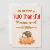 かわいい二人の感謝秋感謝祭2回目の誕生日 招待状 (正面)