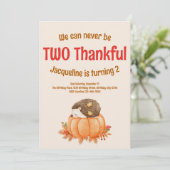 かわいい二人の感謝秋感謝祭2回目の誕生日 招待状 (スタンド正面)