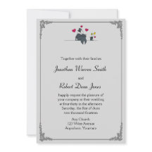 かわいい二人の新郎の漫画 ゲイ ウェディング インビテーション