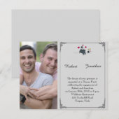 かわいい二人の新郎 カートゥーン ゲイ ウェディング 婚約 招待状 (正面/裏面)