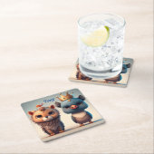 かわいい二人の野生動物の友達 スクエアペーパーコースター (インサイチュ)