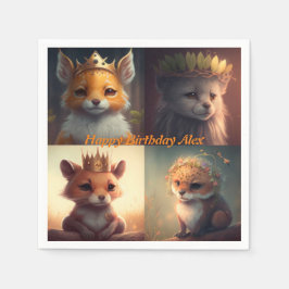 かわいい二人の野生動物の友達 スタンダードカクテルナプキン